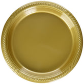 Gold Round Disposable Plastic Plates - 7" (6 Packs Of 50) - Sturdy Dinnerware For Parties, Events & Everyday Use - (300 Pcs.)
